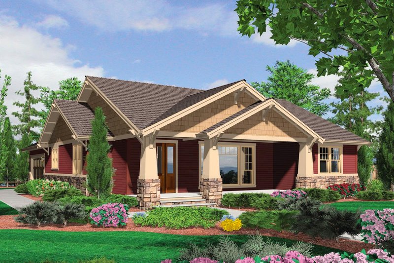 Home Plan - Front View - 1900 square foot Craftsman Home