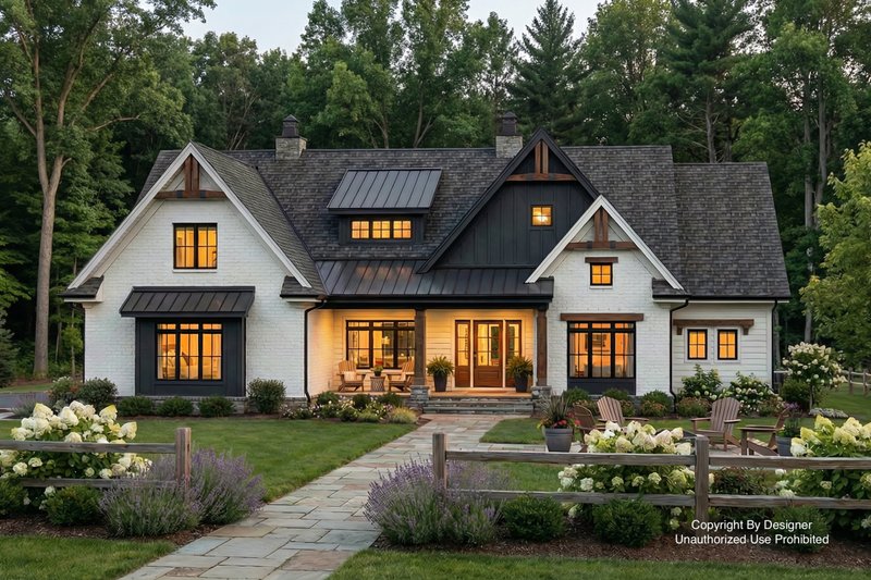 Farmhouse Style House Plan - 4 Beds 3 Baths 2425 Sq/Ft Plan #51-1221 Exterior