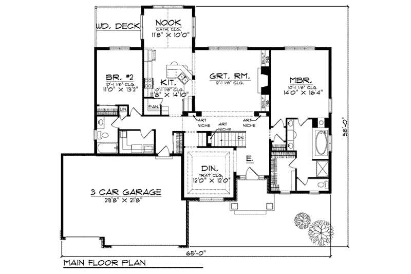 Home Plan - Floor Plan - Main Floor for European House Plan #70-816 - 4 bed, 3 bath