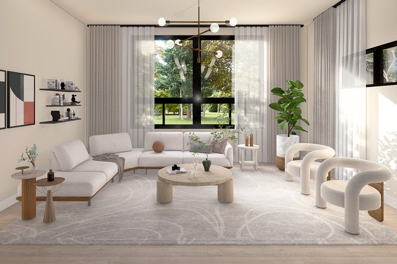 House Blueprint - Interior - Family Room for Modern House Plan #124-1426 - 3 bed, 2 bath
