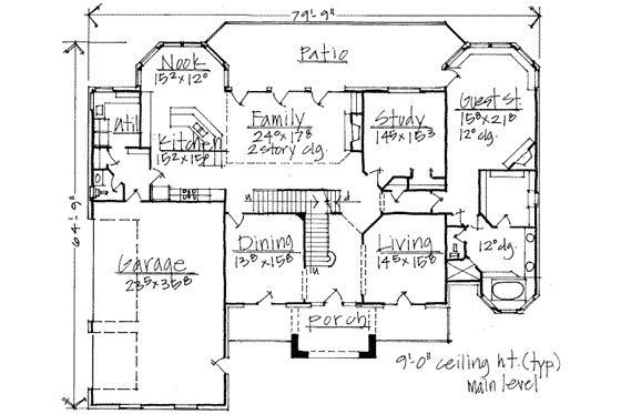 Floor Plan - Main Floor for European House Plan #308-164 - 6 bed, 4.5 bath