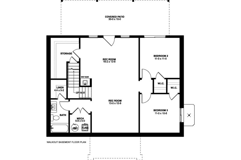 Dream House Plan - Floor Plan - Lower Floor for Farmhouse House Plan #126-236 - 2 bed, 2 bath