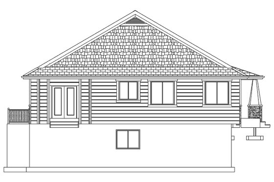 Exterior - Rear Elevation 2 for Ranch House Plan #1060-40 - 2 bed, 2 bath