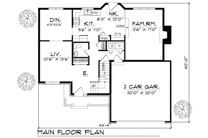Architectural House Design - Floor Plan - Main Floor for Traditional House Plan #70-251 - 4 bed, 2.5 bath