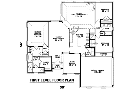 Floor Plan - Main Floor for European House Plan #81-1090 - 4 bed, 3 bath