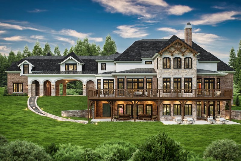 Home Plan - Exterior - Rear Elevation for Mediterranean House Plan #119-414 - 4 bed, 4.5 bath