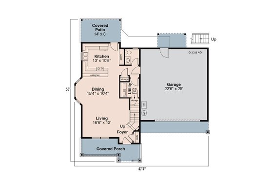Floor Plan - Main Floor for Craftsman House Plan #124-612 - 3 bed, 2.5 bath