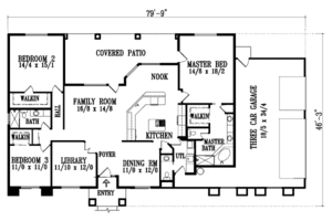 Floor Plan - Main Floor for Adobe / Southwestern House Plan #1-896 - 4 bed, 2.5 bath