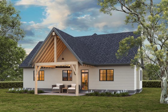 Exterior - Rear Elevation for European House Plan #1114-27 - 2 bed, 1.5 bath