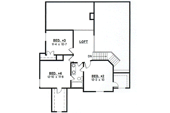 Floor Plan - Upper Floor for Traditional House Plan #67-398 - 4 bed, 2.5 bath
