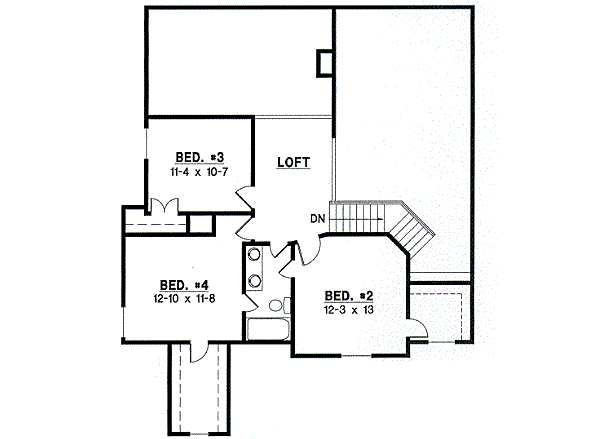 Traditional Floor Plan - Upper Floor Plan #67-398