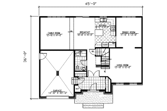 Floor Plan - Main Floor for European House Plan #138-262 - 3 bed, 1.5 bath