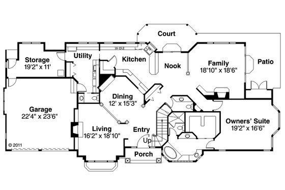 Floor Plan - Main Floor for European House Plan #124-349 - 4 bed, 4.5 bath