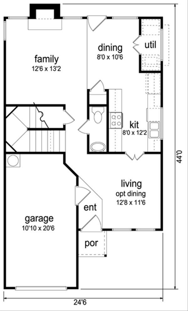 Home Plan - Colonial Floor Plan - Main Floor Plan #84-544