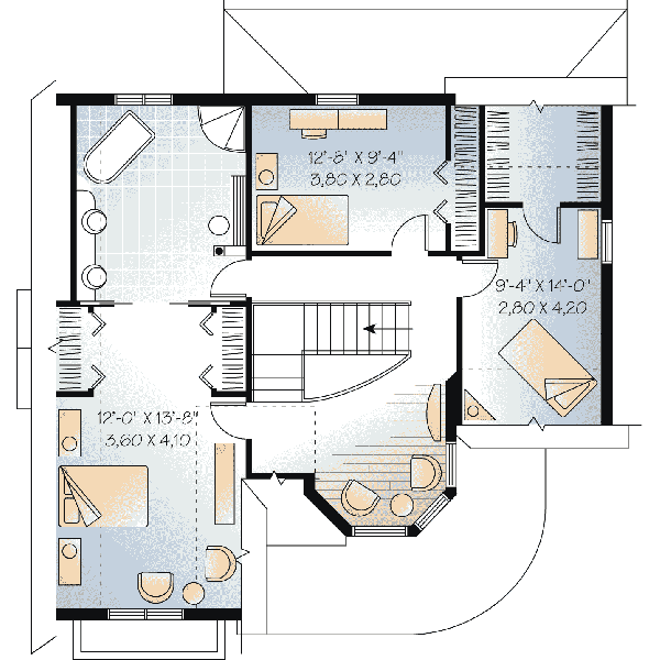 European Floor Plan - Upper Floor Plan #23-447