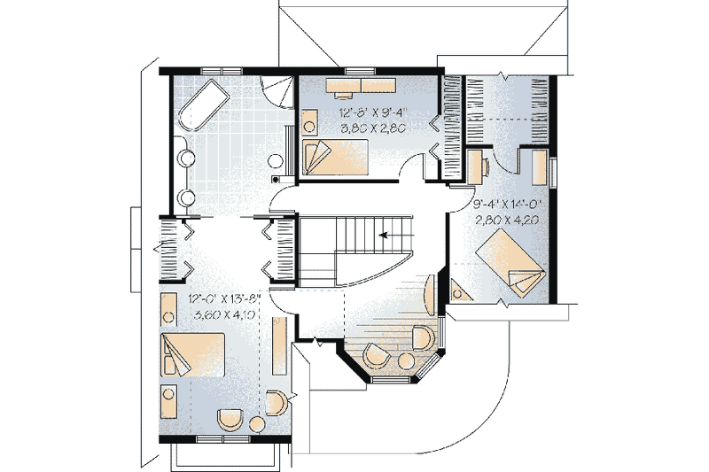 Home Plan - Floor Plan - Upper Floor for European House Plan #23-447 - 3 bed, 1.5 bath