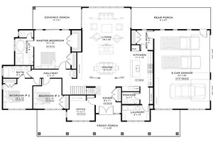 Floor Plan - Main Floor for Barndominium House Plan #1101-30 - 3 bed, 2.5 bath