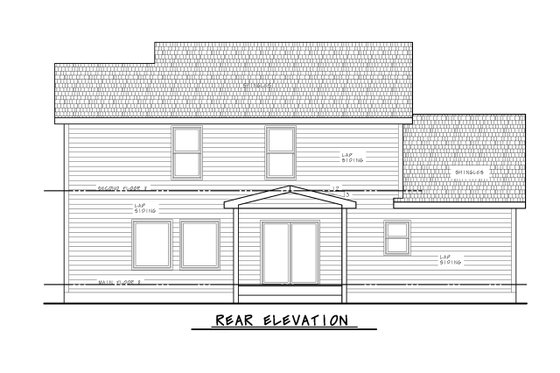 Exterior - Rear Elevation for Traditional House Plan #20-2481 - 4 bed, 3.5 bath