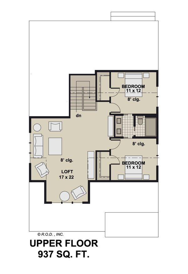 Bungalow Floor Plan - Upper Floor Plan #51-1340