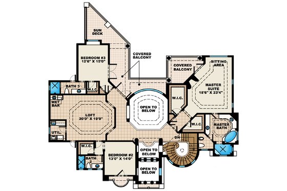 Floor Plan - Upper Floor for European House Plan #27-431 - 4 bed, 4.5 bath