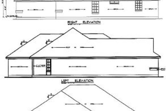 Exterior - Rear Elevation for Traditional House Plan #42-232 - 3 bed, 2 bath