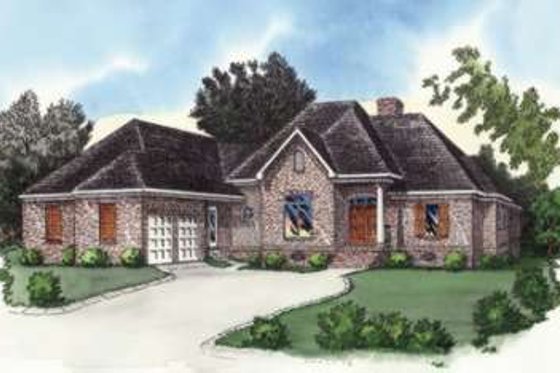 Exterior - Front Elevation for European House Plan #16-330 - 4 bed, 3 bath