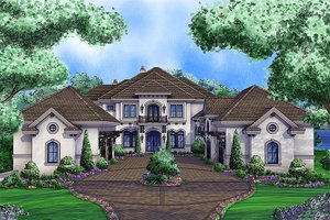 Mediterranean style home, front elevation