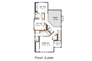 Floor Plan - Upper Floor for Modern House Plan #79-300 - 3 bed, 2.5 bath