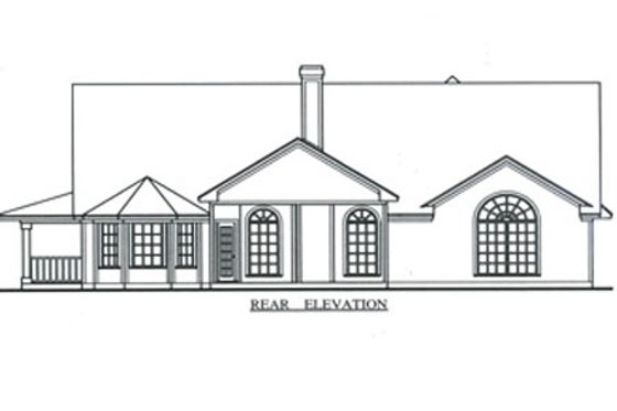 Exterior - Rear Elevation for Country House Plan #42-370 - 3 bed, 2 bath