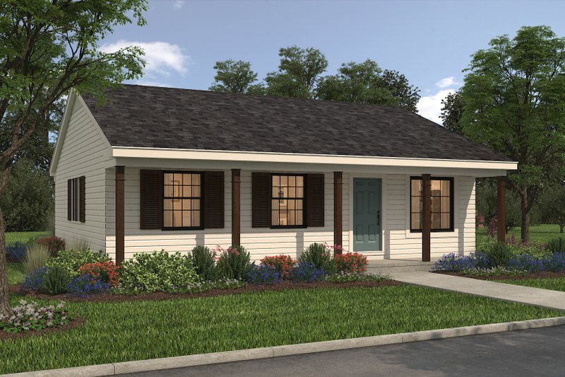House Blueprint - Exterior - Front Elevation 4 for Ranch House Plan #72-101 - 3 bed, 2 bath