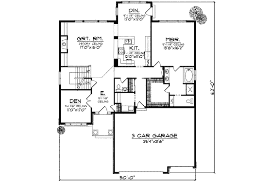 Floor Plan - Main Floor for Traditional House Plan #70-724 - 4 bed, 3.5 bath