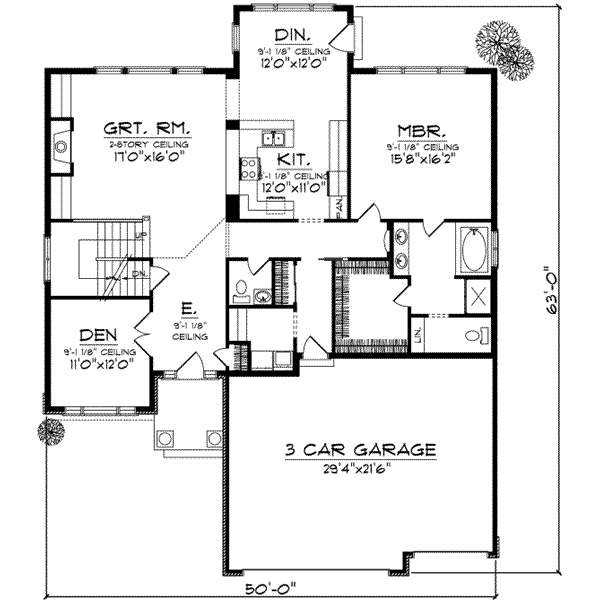 Dream House Plan - Traditional Floor Plan - Main Floor Plan #70-724