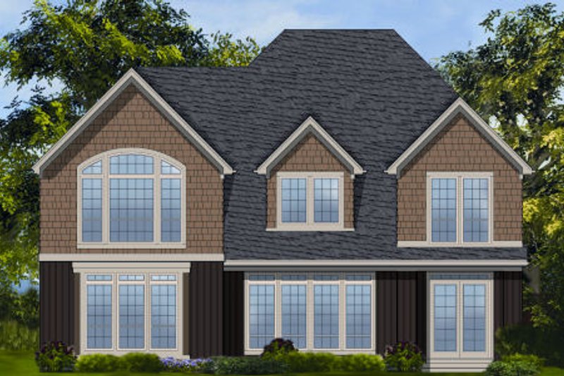 Home Plan - Exterior - Rear Elevation for European House Plan #48-260 - 4 bed, 4 bath