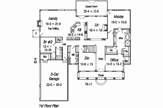 Floor Plan - Main Floor for Southern House Plan #329-319 - 4 bed, 4 bath