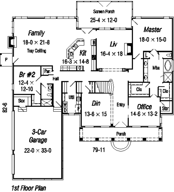 Southern Floor Plan - Main Floor Plan #329-319