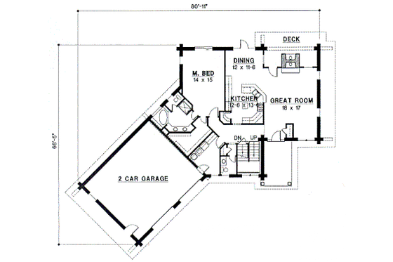 Floor Plan - Main Floor for Traditional House Plan #67-420 - 5 bed, 3.5 bath