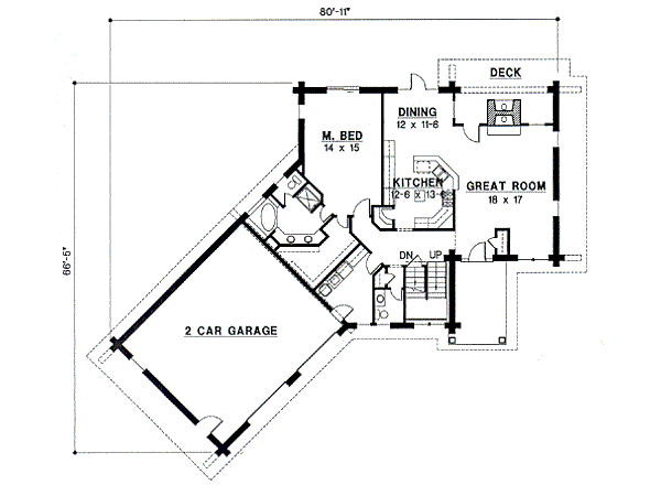 Floor Plan - Main Floor for Traditional House Plan #67-420 - 5 bed, 3.5 bath