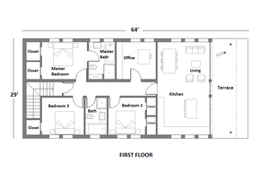 Floor Plan - Main Floor for Contemporary House Plan #542-21 - 3 bed, 3 bath
