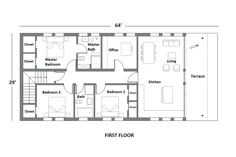 Architectural House Design - Floor Plan - Main Floor for Contemporary House Plan #542-21 - 3 bed, 3 bath
