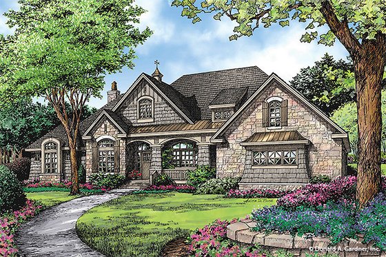 Exterior - Front Elevation 4 for Craftsman House Plan #929-24 - 4 bed, 3 bath