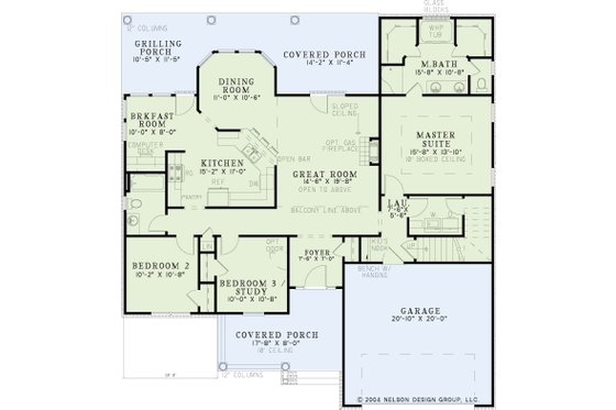 Floor Plan - Main Floor for Country House Plan #17-1165 - 3 bed, 2 bath