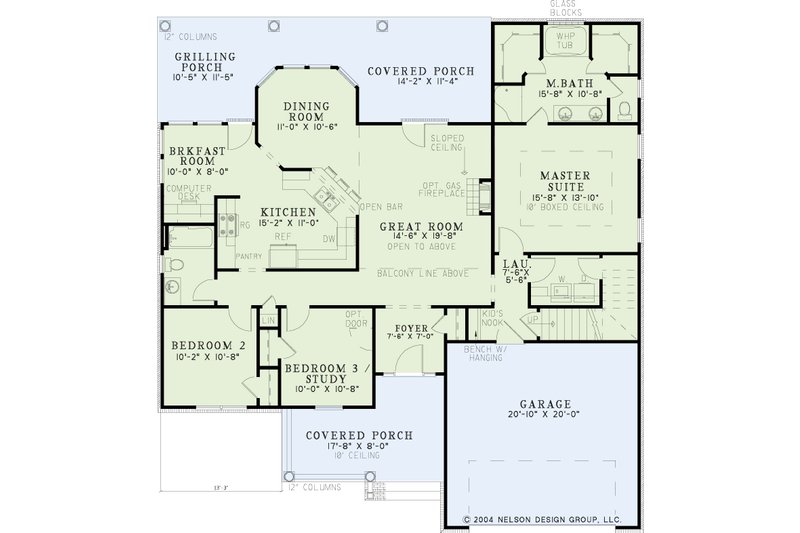 House Blueprint - Floor Plan - Main Floor for Country House Plan #17-1165 - 3 bed, 2 bath