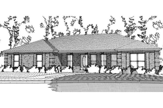 Exterior - Front Elevation for Ranch House Plan #63-384 - 3 bed, 2 bath