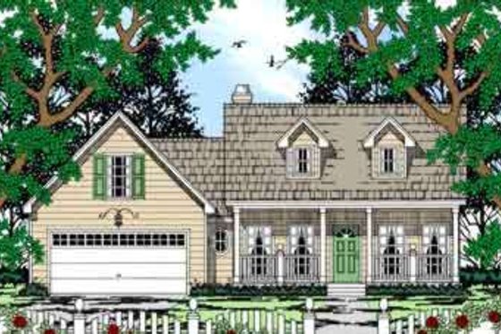 Exterior - Front Elevation for Country House Plan #42-328 - 3 bed, 2 bath