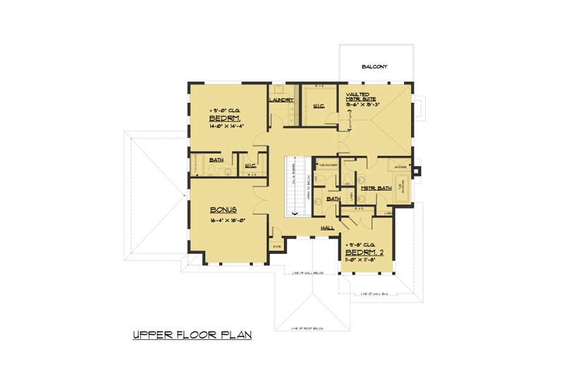 Home Plan - Floor Plan - Upper Floor for Contemporary House Plan #1066-80 - 4 bed, 3.5 bath