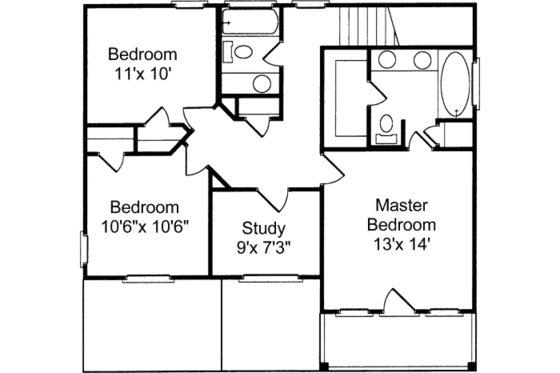 Floor Plan - Upper Floor for Beach House Plan #37-150 - 3 bed, 3 bath
