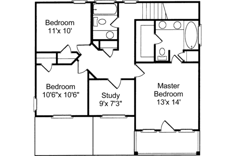 Architectural House Design - Floor Plan - Upper Floor for Beach House Plan #37-150 - 3 bed, 3 bath