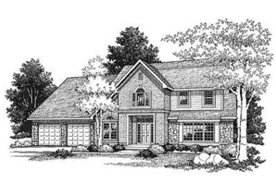 Exterior - Front Elevation for European House Plan #70-483 - 4 bed, 2.5 bath
