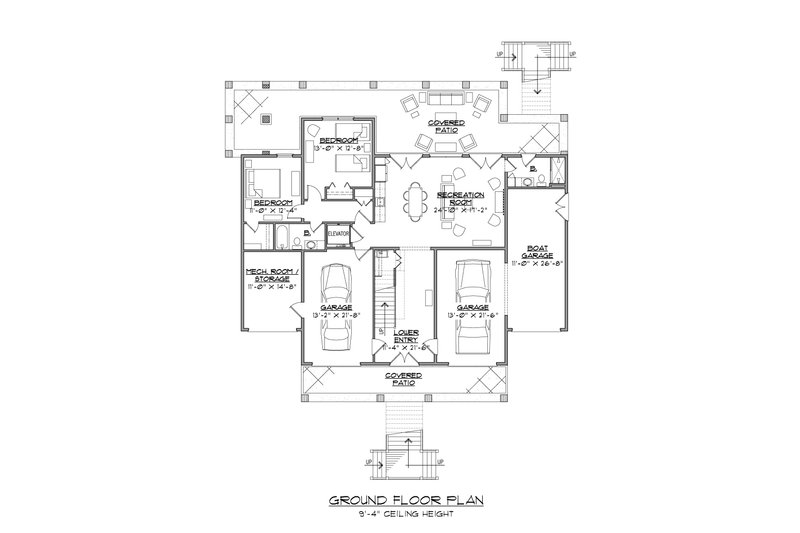 House Blueprint - Floor Plan - Lower Floor for Country House Plan #1054-34 - 4 bed, 4.5 bath