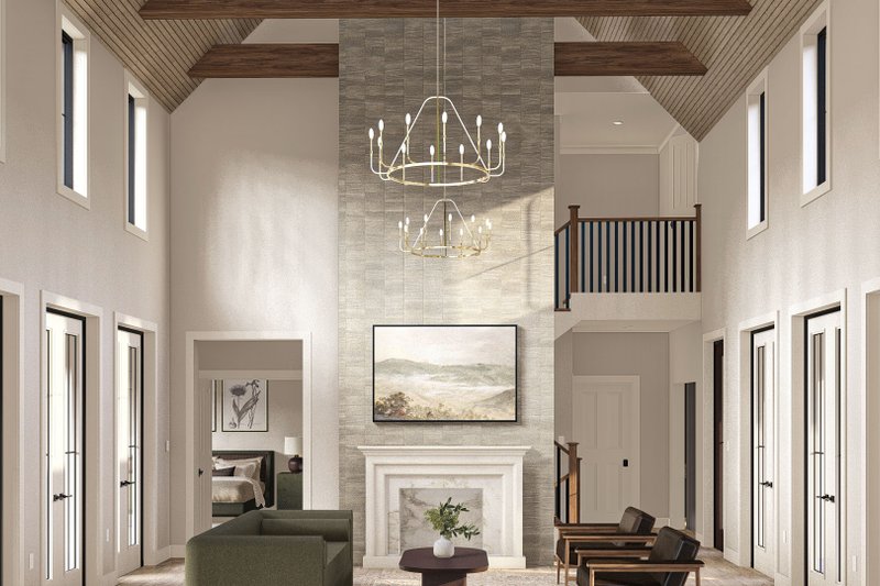 Home Plan - Interior - Family Room for Farmhouse House Plan #455-207 - 4 bed, 3.5 bath